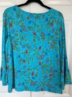 fresh produce Turquoise Multicolor Printed Long Sleeve Top